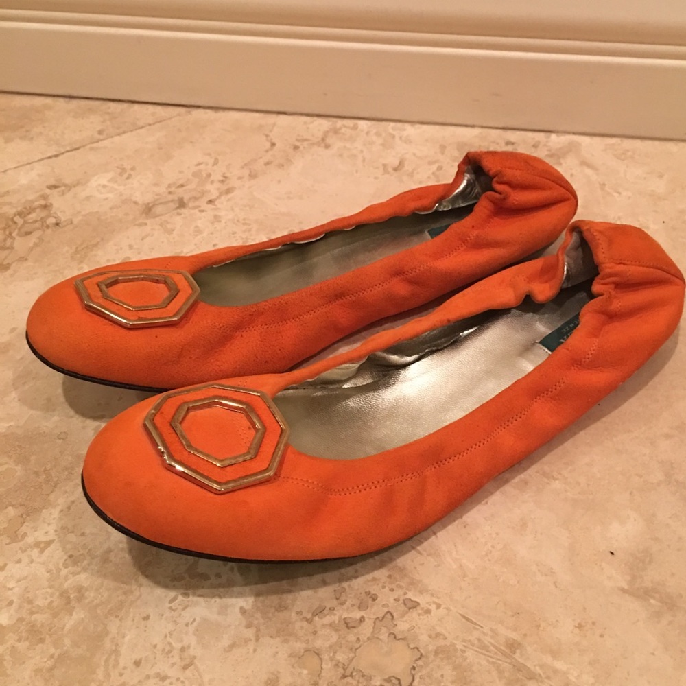 VALEA Orange Gold Suede Ballet Flats 39 8.5M Italy